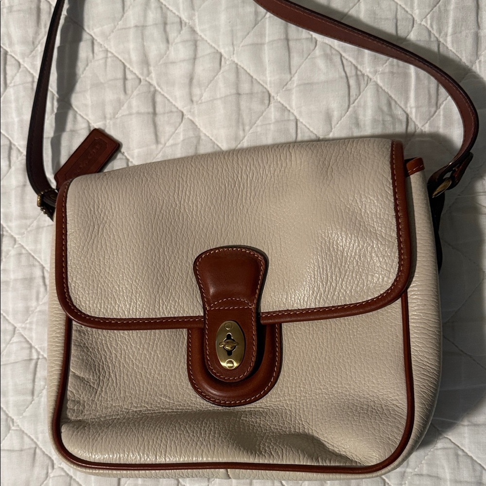 NWT Coach Cream and Brown Crossbody Bag